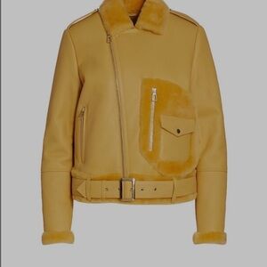 Maximilian Women's Yellow Shearling Shearling Trimmed Leather Jacket from Saks M